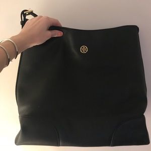 Black Leather Tory Burch Hobo Bag